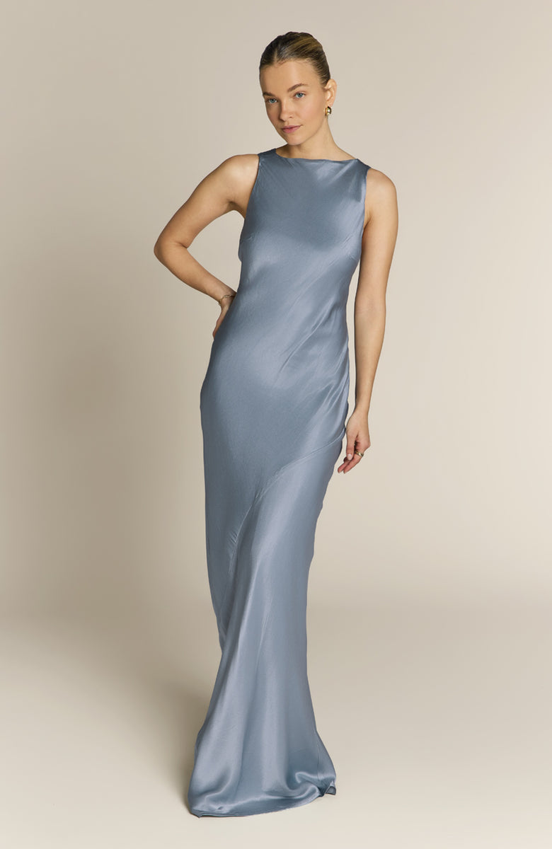 blue dress for baby girl Paris Dress in Pale Blue Satin