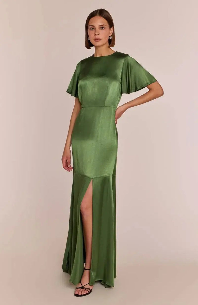 Sienna Short Sleeve Bridesmaids Dress in Olive