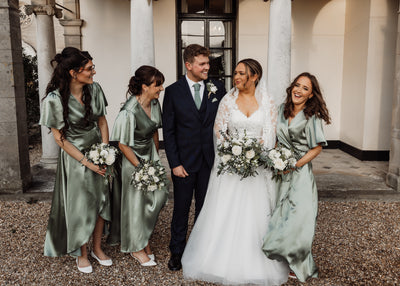 Sage Green Wrap Bridesmaids Dresses