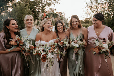 What colour goes with Sage green bridesmaids dresses?