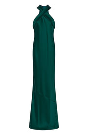 Roma Dress in Forest Green Satin