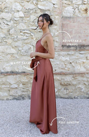 satin slip terracotta bridesmaids dress