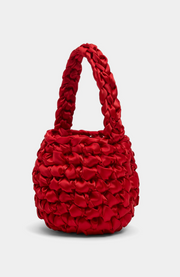 red crochet christmas party bag