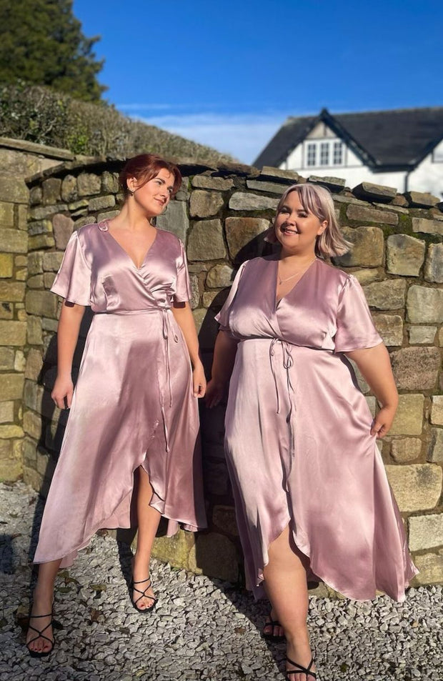 wrap-bridesmaids-dress-satin-rose-pink