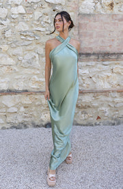 Rewritten Roma Halterneck Dress in Sage Green at Nordstrom, Size 8