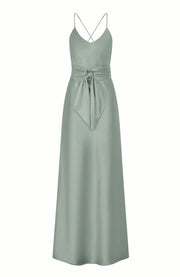 sage green satin slip bridesmaids dress