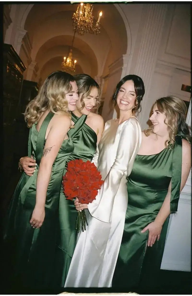 Roma Halterneck Olive Green Bridesmaid Dress Rewritten London