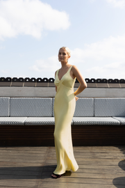 Amelia long dress in lemon yellow