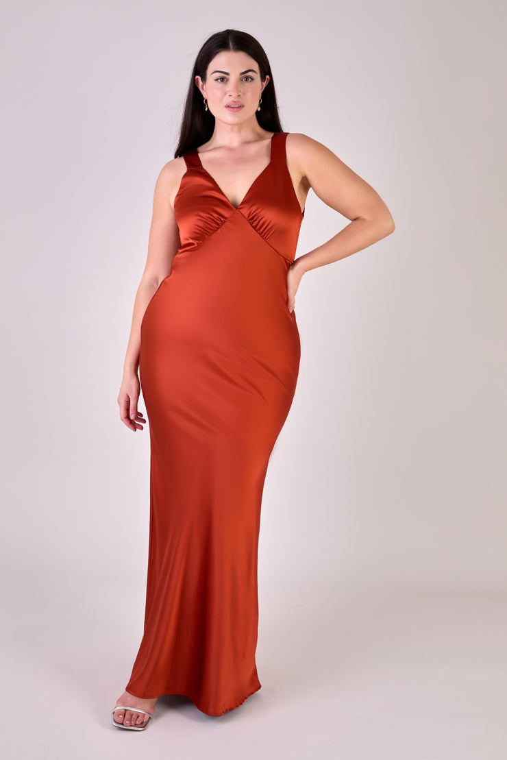 Womens Rewritten Amelia V-Neck Bridesmaid Dress - Orange Womens Rewritten Amelia V-Neck Bridesmaid Dress - Orange