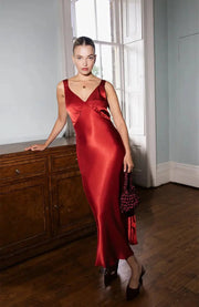 Amelia Midi Dress in Chilli Red Rewritten