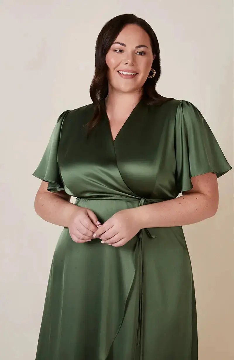 Wrap Satin Green Bridesmaid Dress Florence Waterfall – Rewritten