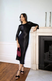 Dolly Fringe Sleeve Dress In Black Rewritten London