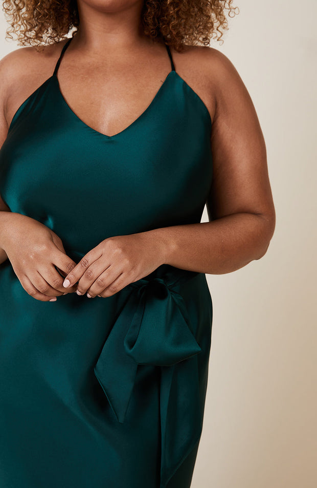 Brooklyn Dress in Forest Green Satin SAMPLE SALE