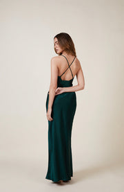 Brooklyn Dress in Forest Green Satin SAMPLE SALE