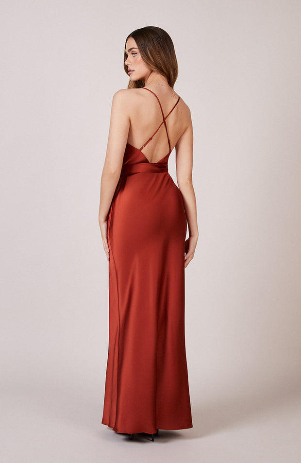 Brooklyn Dress in Burnt Orange Satin SAMPLE SALE