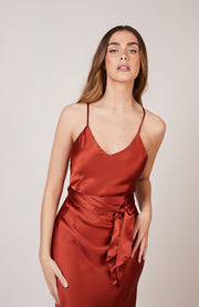 Brooklyn Dress in Burnt Orange Satin SAMPLE SALE