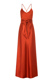 Brooklyn Dress in Burnt Orange Satin SAMPLE SALE