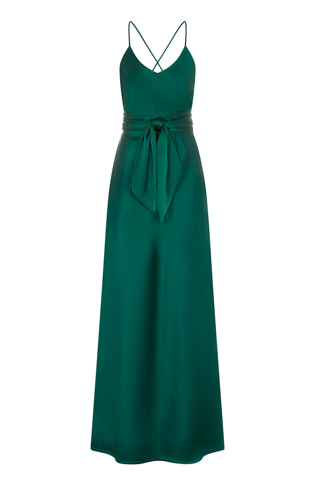 Brooklyn Dress in Forest Green Satin SAMPLE SALE