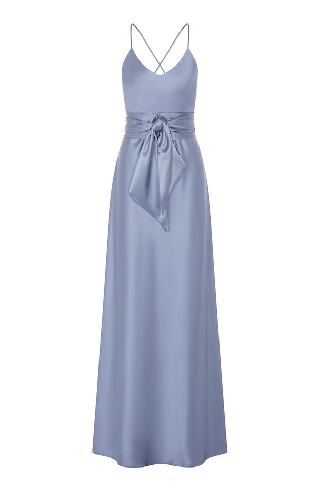 Brooklyn Dress in Sky Blue Satin SAMPLE SALE