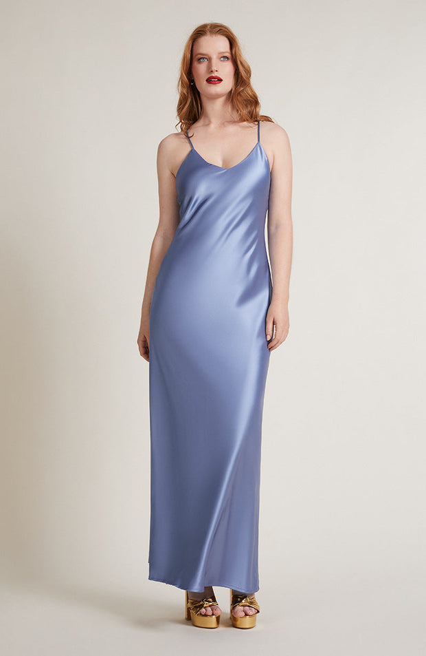 Brooklyn Dress in Sky Blue Satin SAMPLE SALE