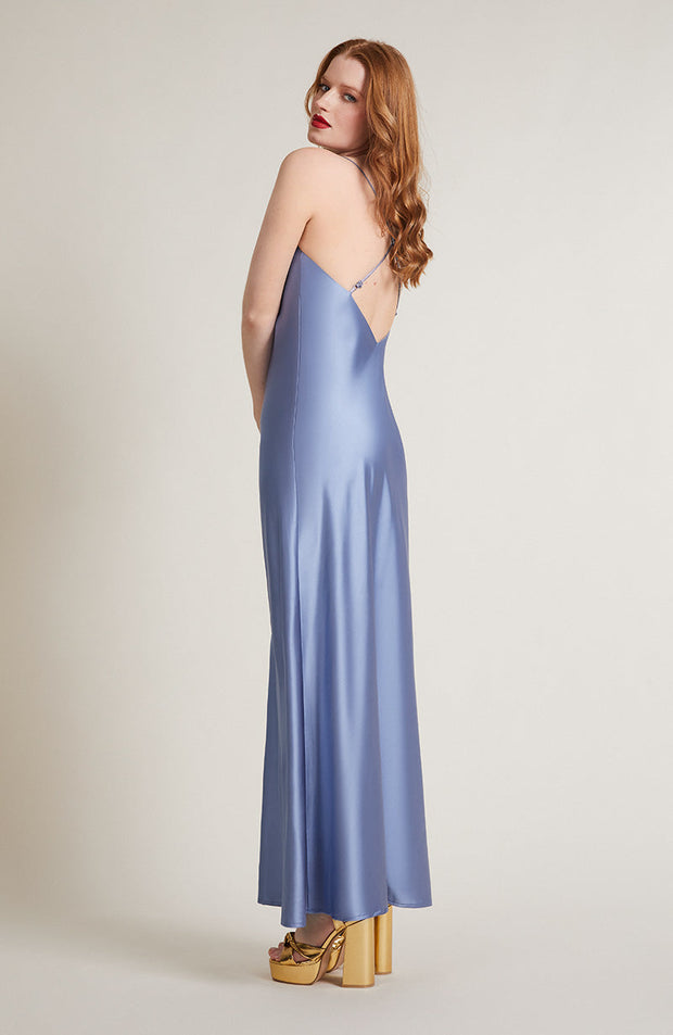 Brooklyn Dress in Sky Blue Satin SAMPLE SALE