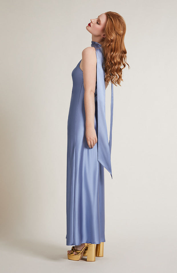 Brooklyn Dress in Sky Blue Satin SAMPLE SALE