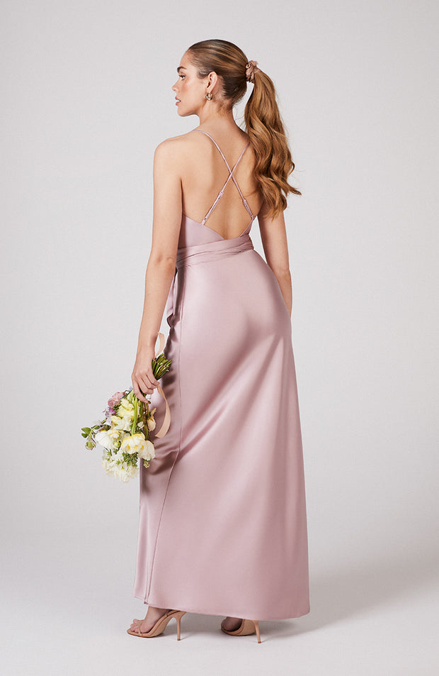 Brooklyn Slip Bridesmaids Dress In Rose Pink Satin Brooklyn Slip Bridesmaids Dress In Rose Pink Satin
