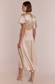 Florence Waterfall Dress in Champagne Satin