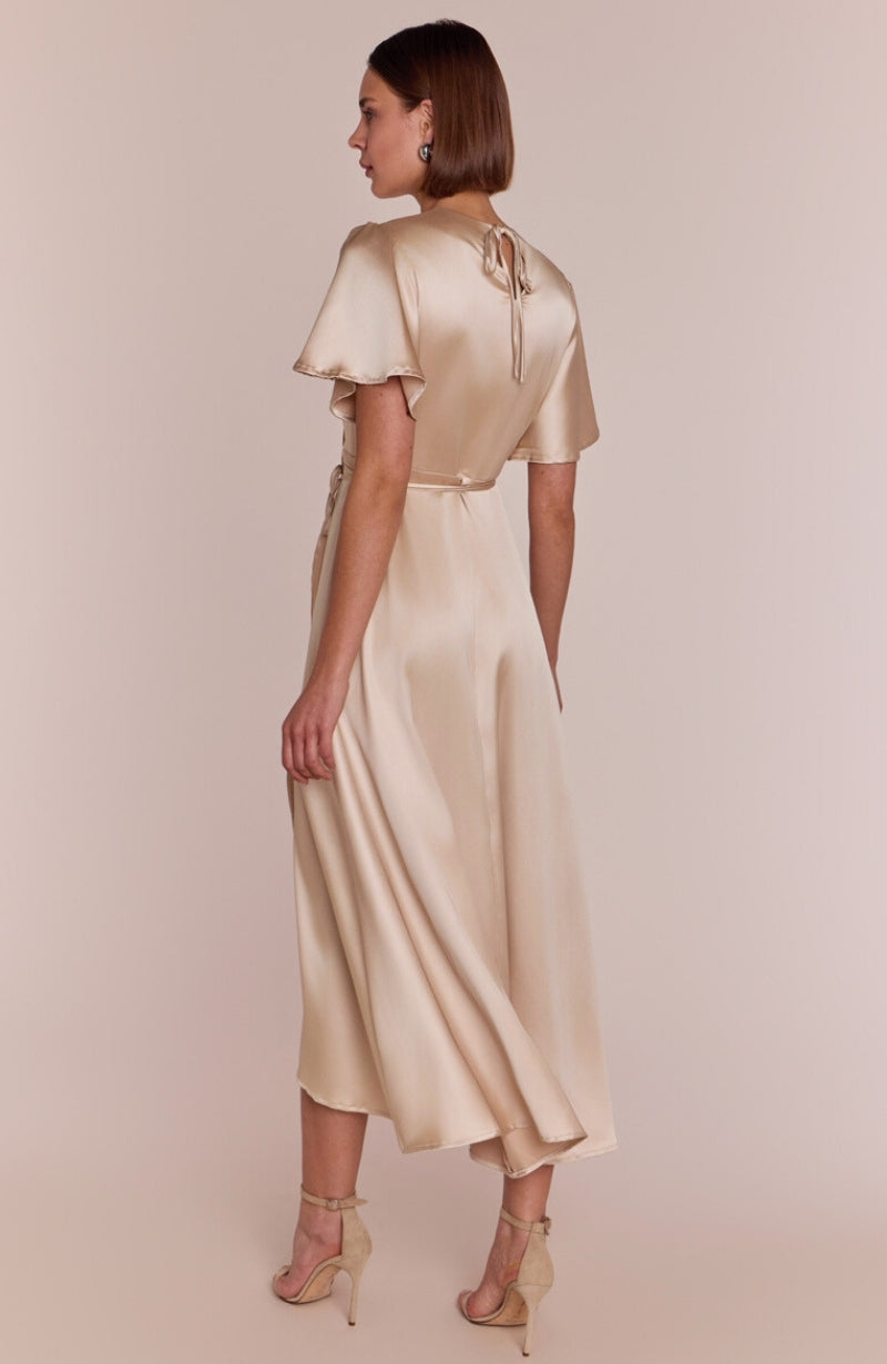 green emerald velvet dress Shimmering Champagne Dress with Pointy Back Bodice