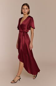 Red wrap bridesmaid dress