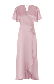 Florence Waterfall Dress in Rose Pink Satin SAMPLE SALE