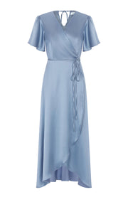 Florence Waterfall Dress In Sky Blue Satin SAMPLE SALE