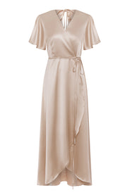 Florence Waterfall Dress in Champagne Satin