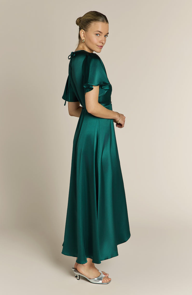Florence Waterfall Dress in Forest Green Satin | Bridesmaid Dresses Rewritten Florence Waterfall Dress in Forest Green Satin | Bridesmaid Dresses Rewritten