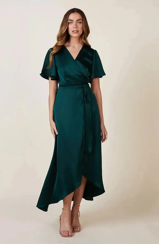 Emerald Green Satin Forest Green Bridesmaid Dress Ireland