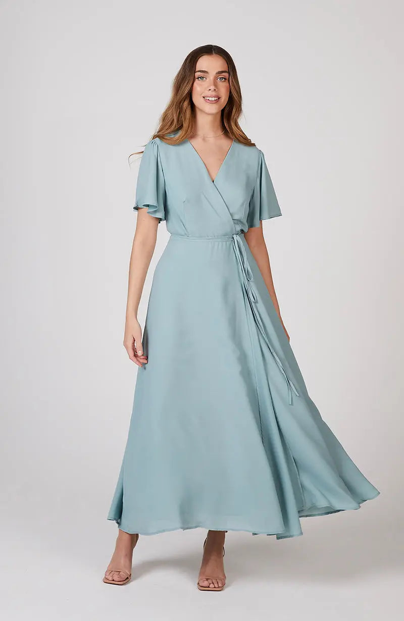 Florence Bridesmaids Wrap Dress in Marine Green