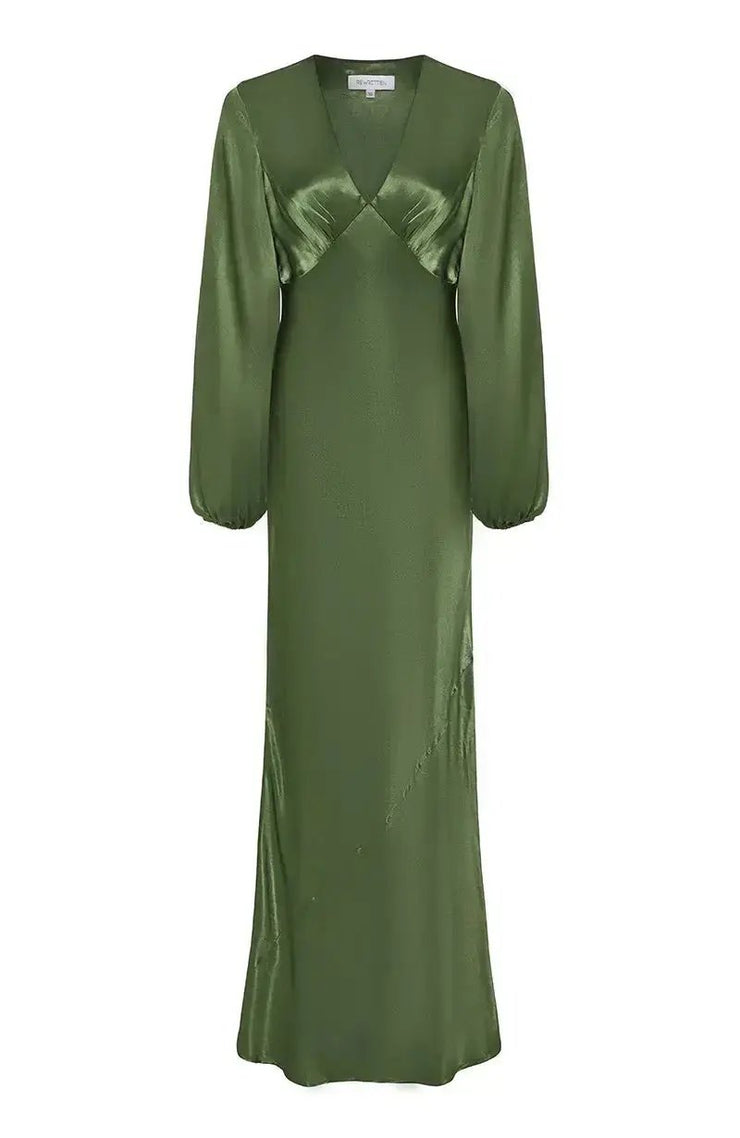 Valencia Long Sleeve Bridesmaids Dress in Olive Green | Rewritten Rewritten Valencia Long Sleeve Bridesmaids Dress in Olive Green | Rewritten Rewritten