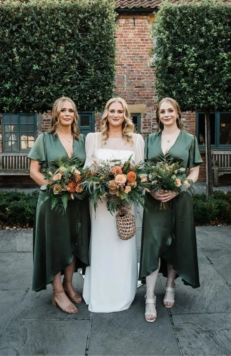 Wrap Satin Green Bridesmaid Dress Florence Waterfall – Rewritten