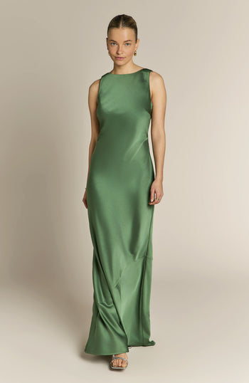 Paloma Scoop Back Dress in Olive Green