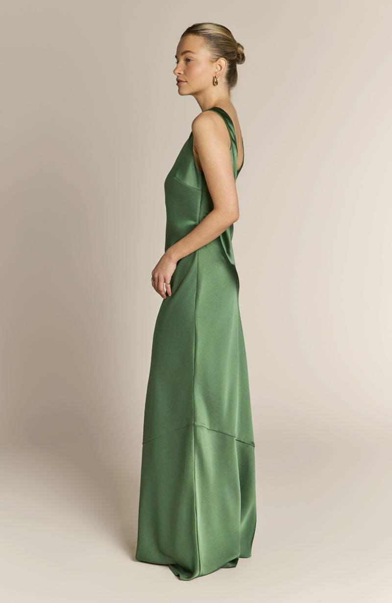Paloma Scoop Back Bridesmaids Dress in Olive Green - Rewritten London Paloma Scoop Back Bridesmaids Dress in Olive Green - Rewritten London