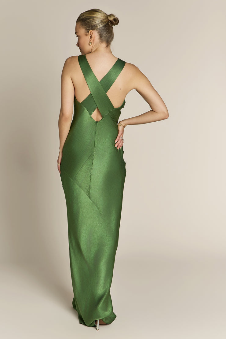 Paris Dress in Olive Green Satin | Bridesmaid & Occasion Dress US 6 Paris Dress in Olive Green Satin | Bridesmaid & Occasion Dress US 6