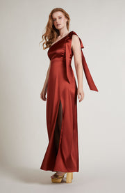 Porto Dress in Burnt Orange Satin SAMPLE SALE