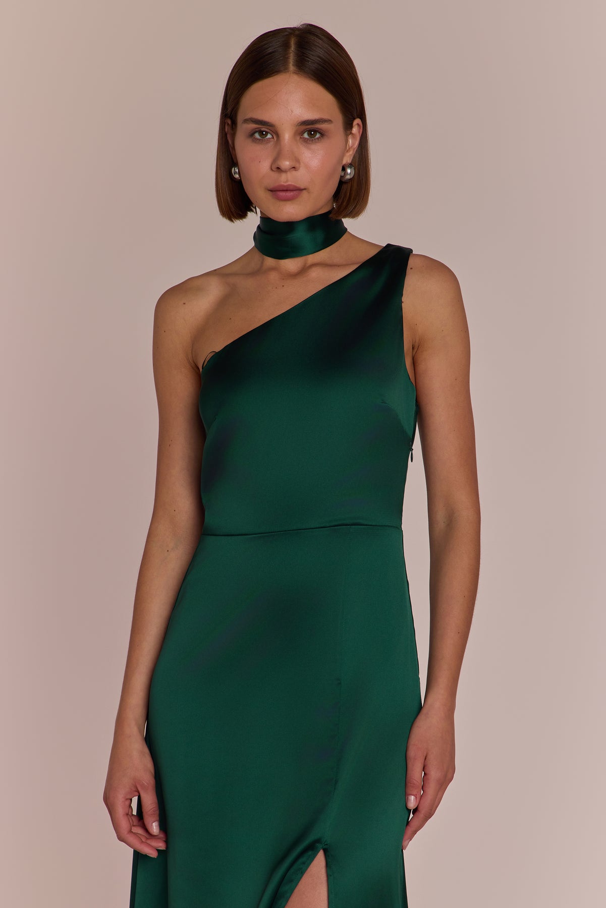 Forest Green Bridesmaid Dress | Satin One Shoulder Porto  Rewritten