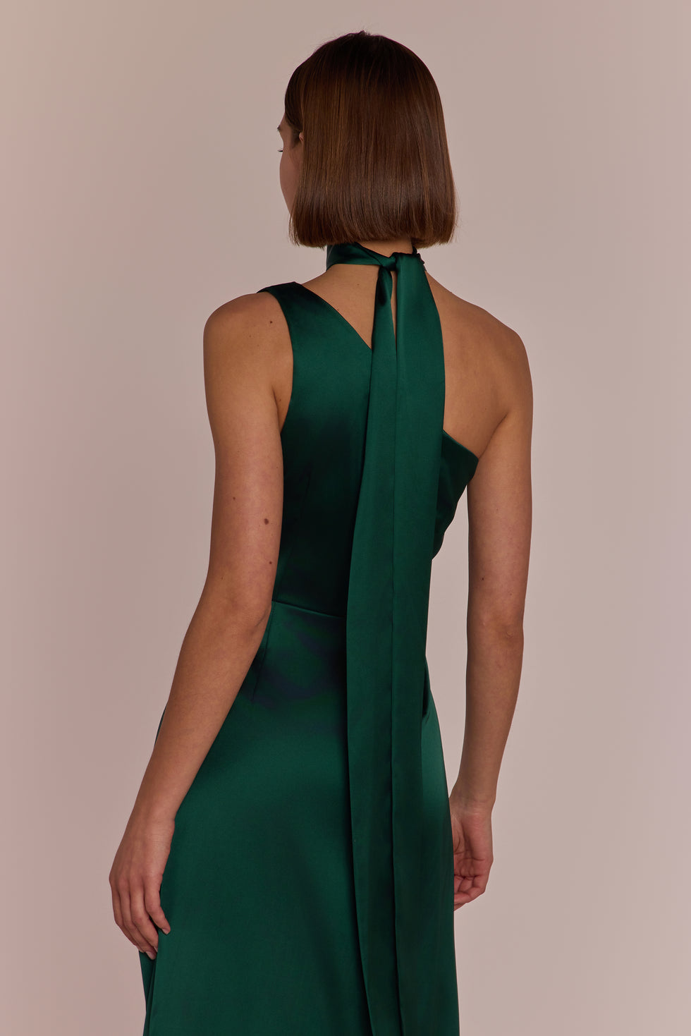 green emerald velvet dress Strappy-Back One-Shoulder Long Prom Dress