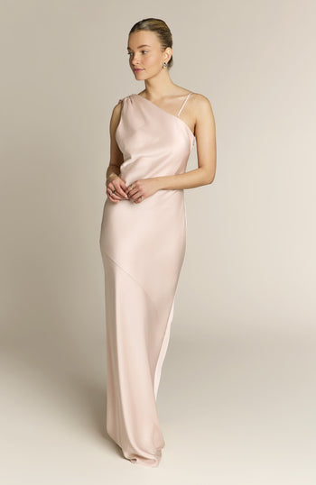 Raye One Shoulder Dress in Champagne