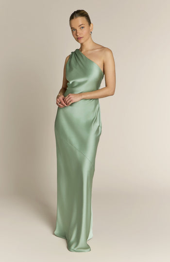 Raye One Shoulder Dress in Sage Green