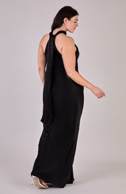 Roma Dress in Black Viscose Satin