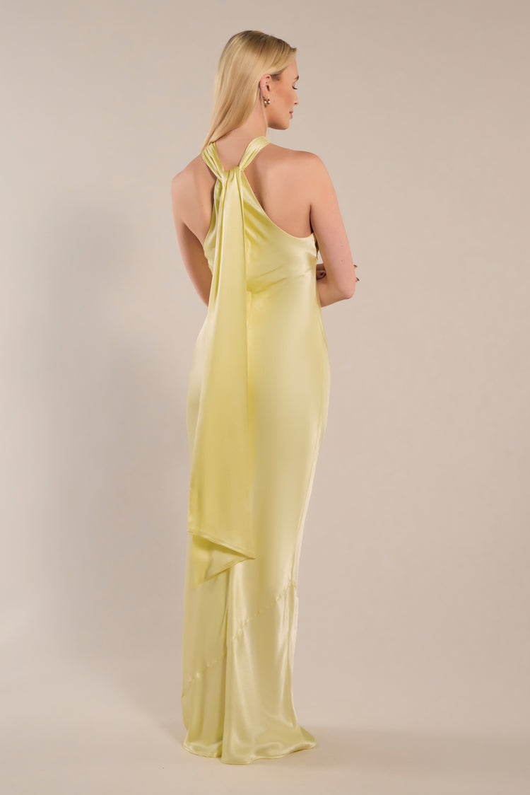 bridesmaid light pink dresses Roma Dress in Lemonade Yellow satin