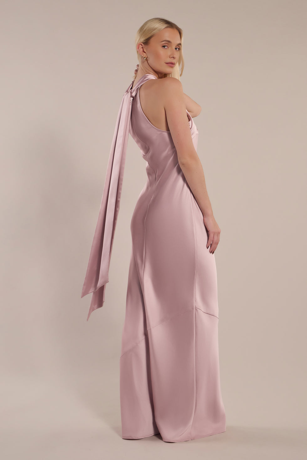 Roma Dress in Rose Pink Satin