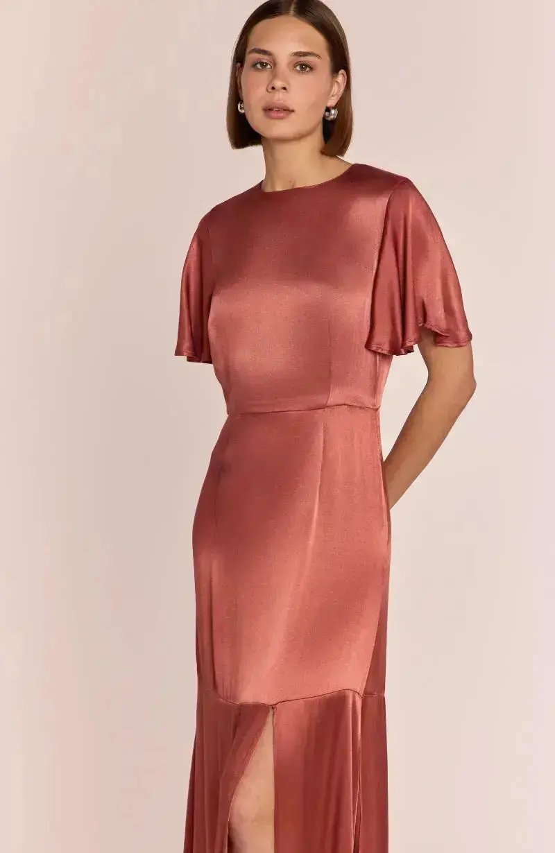 Two-Piece Long Sleeve Knee-Length Occasion Dress Terracotta